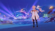 Traveler and Paimon looking at the disco stage in Genshin Impact 5.8