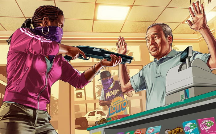 A woman gun pointing store personnel - GTA 5