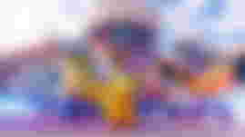a group of pokemon posing in a video game of Pokemon Unite